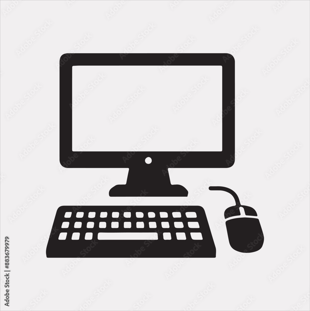 computer vector silhouette on a white background computer vector silhouette on a white background