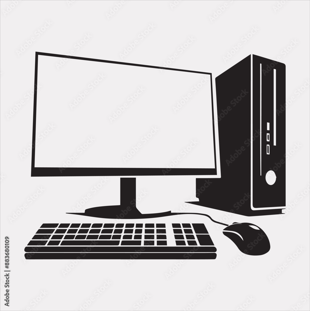Fototapeta premium computer vector silhouette on a white background