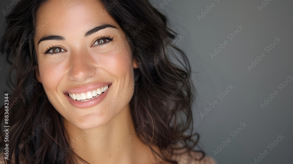 Big bright white smile headshot with a beautiful brunette woman sincere happy cheerful positive expression. Big bright white smile headshot with a beautiful brunette woman sincere happy cheerful positive expression.