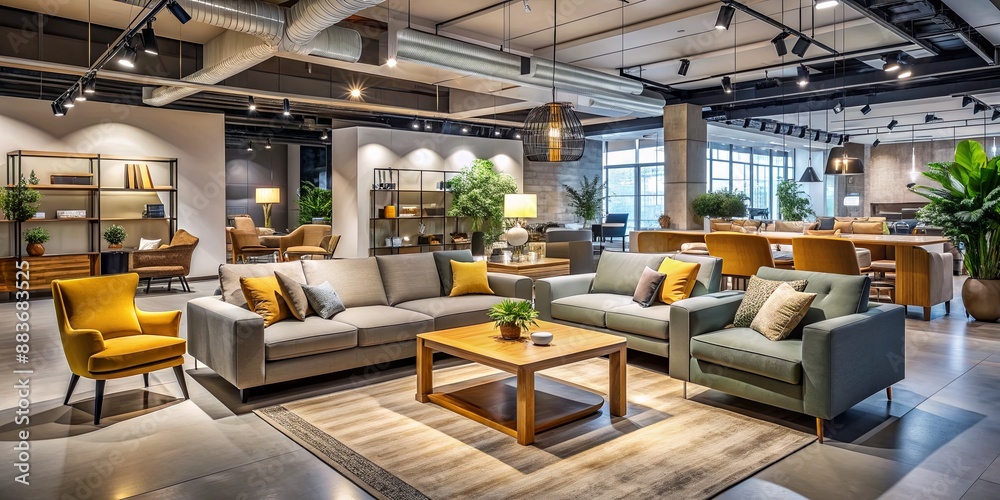 Fototapeta premium Modern Living Room Interior Design with Stylish Furniture, Interior Design , Living Room , Furniture , Decor