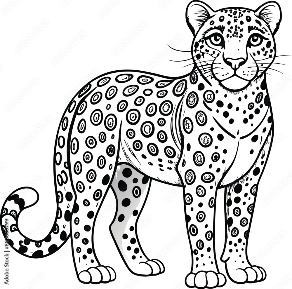 Fototapeta premium Black and white tiger coloring Page. Generative AI