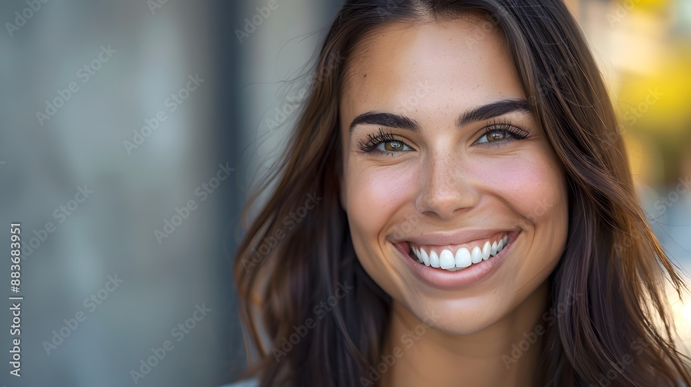 Big bright white smile headshot with a beautiful brunette woman sincere happy cheerful positive expression. Big bright white smile headshot with a beautiful brunette woman sincere happy cheerful positive expression.