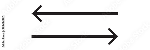 Long arrows icon set. Vector set of trendy long arrows left and right in flat style. Black arrows vector illustration. Icons isolated.
