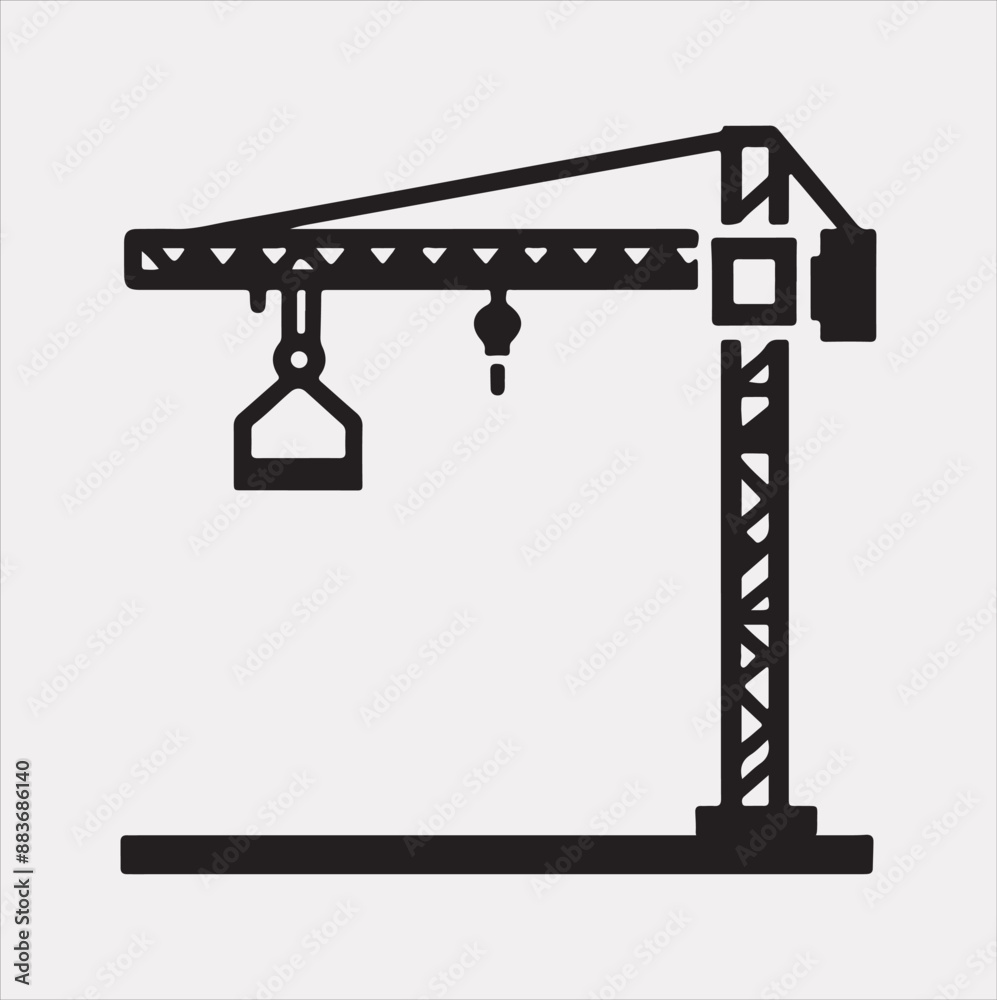 Building Crane and hook logo design silhouette vector on a white background Building Crane and hook logo design silhouette vector on a white background