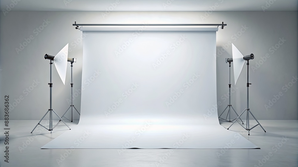 Studio Lighting Setup with White Backdrop, photography studio, lighting equipment, backdrop , studio shoot Studio Lighting Setup with White Backdrop, photography studio, lighting equipment, backdrop , studio shoot