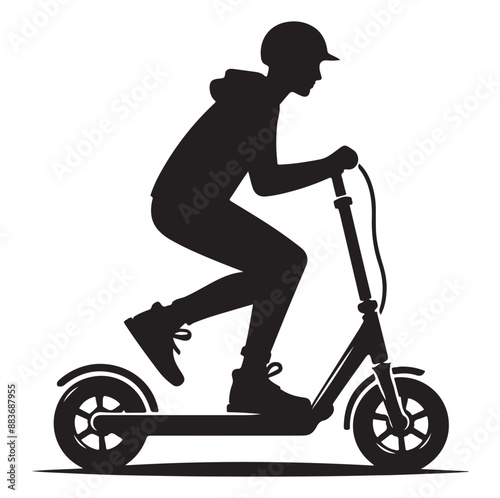 Minimal Two wheeled Kick scooter with Raider silhouette  vector