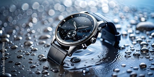 Water Resistant Wristwatch with Raindrops, Watch , Water Resistant , Timepiece , Chronograph photo