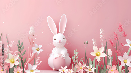 Easter happy background bunny banner card holiday