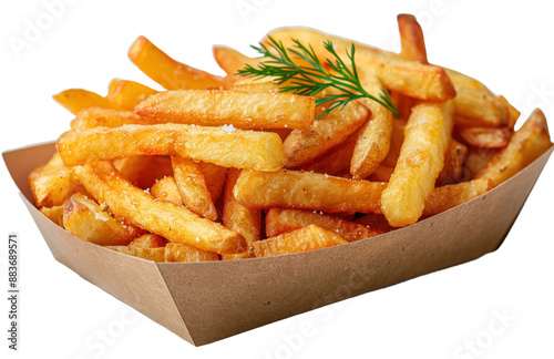 Potato french fries isolated on a transparent background for web , banner, wallpaper