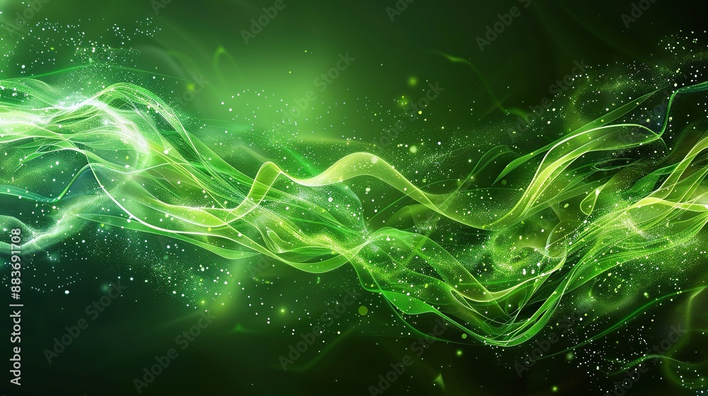 green wallpaper with beautiful electric waves, Generate AI. green wallpaper with beautiful electric waves, Generate AI.