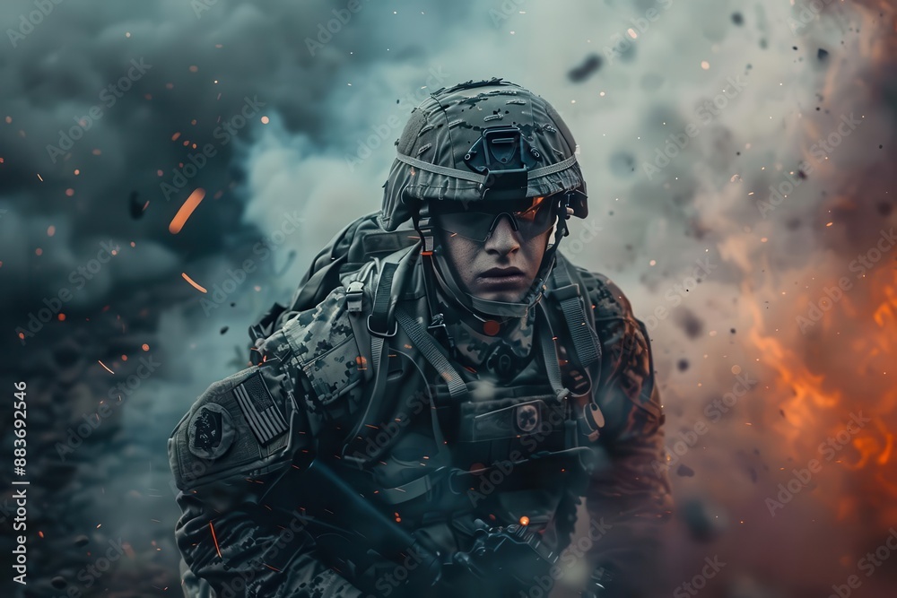battlehardened soldier in full combat gear leading a tactical formation through rugged terrain embodying strategic brilliance and unwavering determination in the face of adversity battlehardened soldier in full combat gear leading a tactical formation through rugged terrain embodying strategic brilliance and unwavering determination in the face of adversity