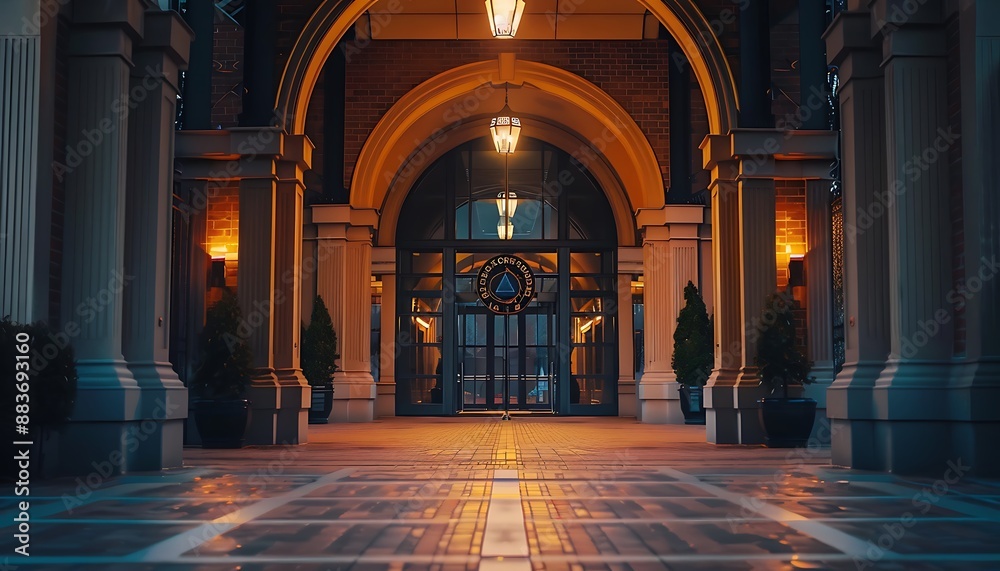 Grand Entrance of a Brick Building Grand Entrance of a Brick Building