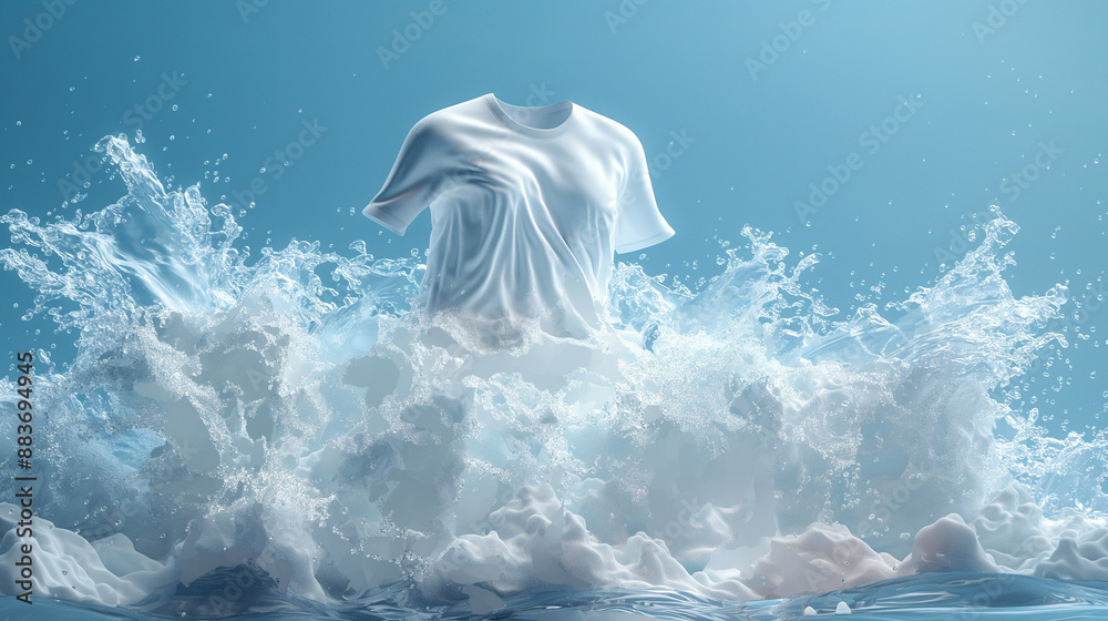Fototapeta premium 水洗いされるTシャツ