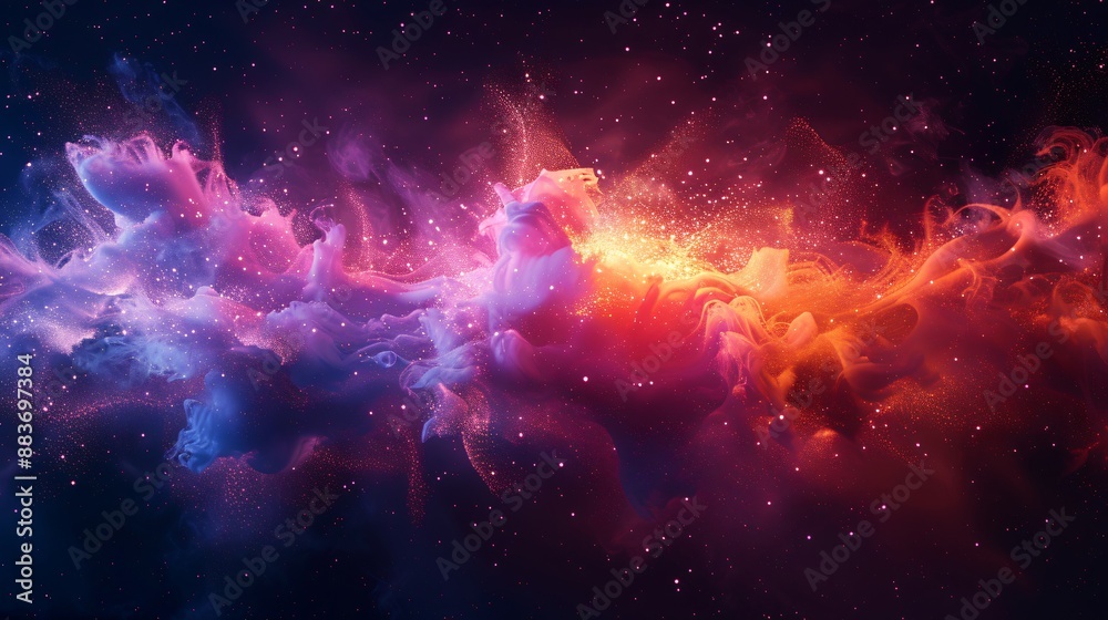 Fototapeta premium Cosmic Nebula with Vibrant Colors and Glowing Dust