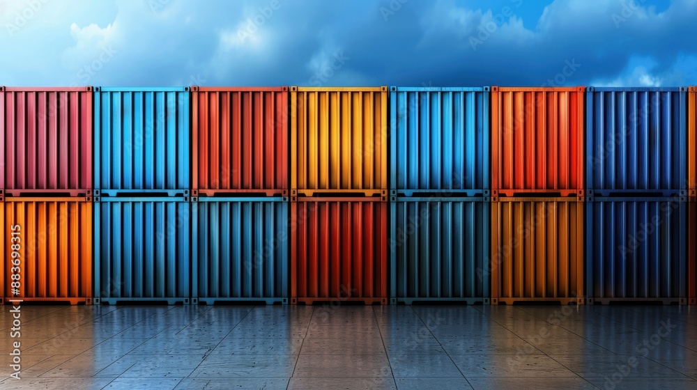 Fototapeta premium Shipping containers stacked at a port