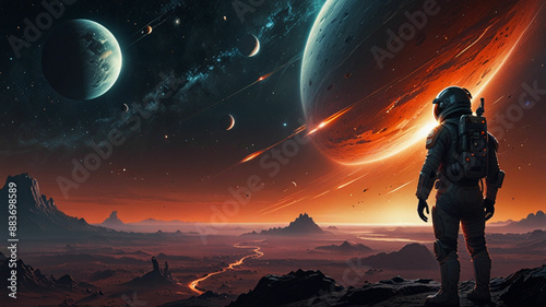 Space-themed science fiction illustrations