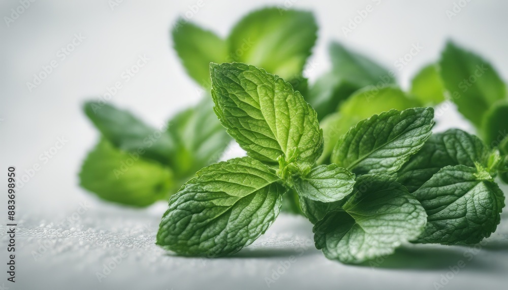 mint leaves on a white background mint leaves on a white background