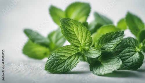 mint leaves on a white background