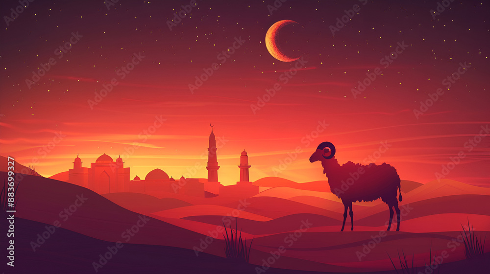 Eid ul Adha Islamic decoration background with goat Eid ul Adha Islamic decoration background with goat