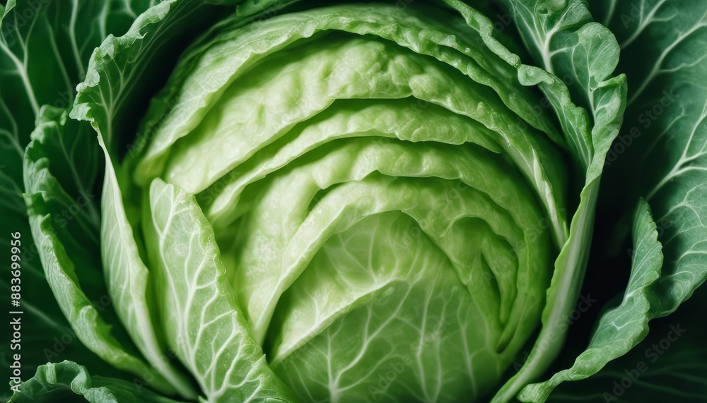 Fototapeta premium Fresh green cabbage and chopped part isolated