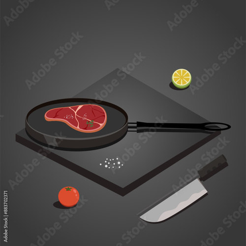 Frying pan food illustration 