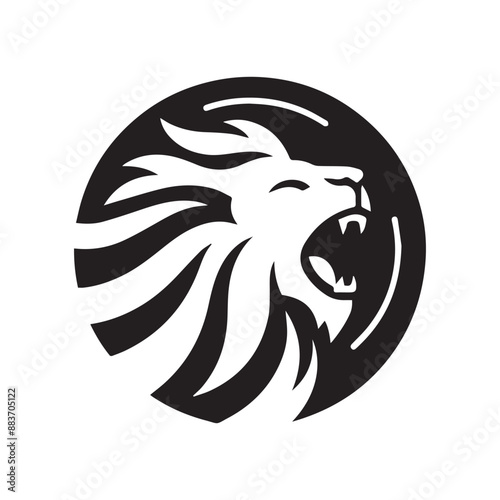 Minimalist lion logo on a white background