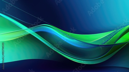 Modern green and blue color wave flowing design background
