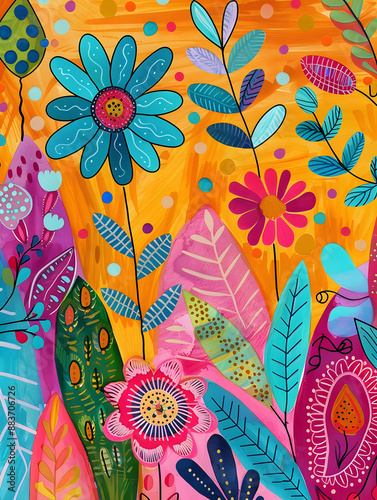 2D flower and leaf cards in various styles