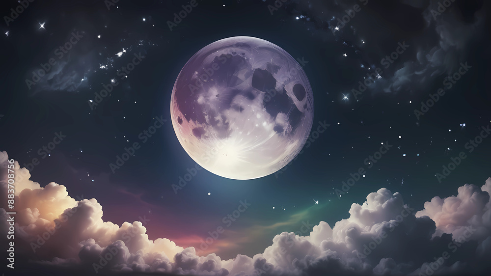 image of a rainbow moon enveloping the universe and the mystical, magical,, feelings of deep love, spirit and soul, hues of white, twinkling stars image of a rainbow moon enveloping the universe and the mystical, magical,, feelings of deep love, spirit and soul, hues of white, twinkling stars