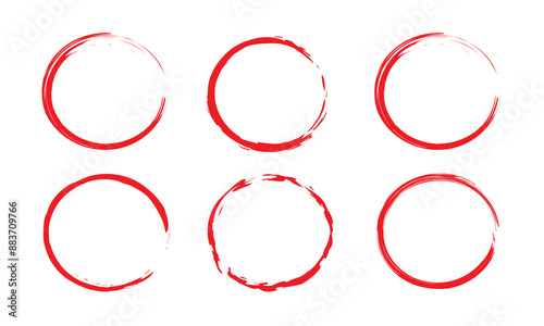 Hand drawn circle line sketch set. Circular vector image. Hand drawn circle with doodle patterns. Vector brush strokes circles of paint on white background.