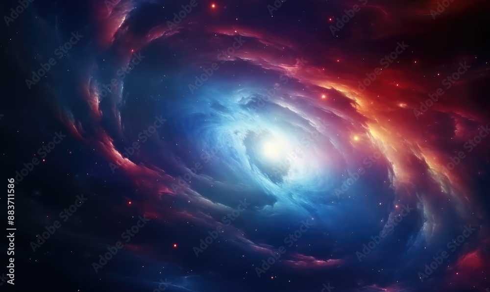 Cosmic Voyage, Ethereal Dance of Cosmic Colorful swirl sky. Dance of Red and Blue Nebulae in Space with swirling galaxy. Nebula, and Distant Planet glowing star fantastic background Cosmic Voyage, Ethereal Dance of Cosmic Colorful swirl sky. Dance of Red and Blue Nebulae in Space with swirling galaxy. Nebula, and Distant Planet glowing star fantastic background
