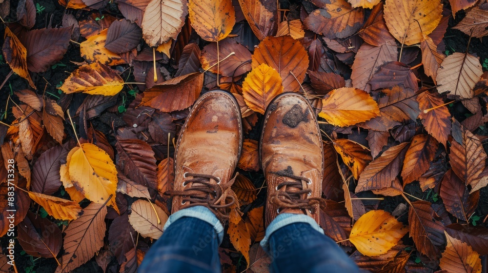 Underfoot Elegance: The Crisp Crackling of Autumn Leaves, A Vivid Reminder of Fall's Change Underfoot Elegance: The Crisp Crackling of Autumn Leaves, A Vivid Reminder of Fall's Change
