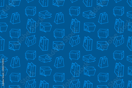 doodle shopping bag seamless pattern. Shopping Bag Doodle pattern background. Shopping Bag Pattern in Doodle Style. paper shopping bag pattern background. paper bag pattern background.