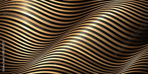 Wallpaper Mural Black and gold striped background with a wave pattern, elegant, luxury, abstract, design, decoration, stylish, modern Torontodigital.ca