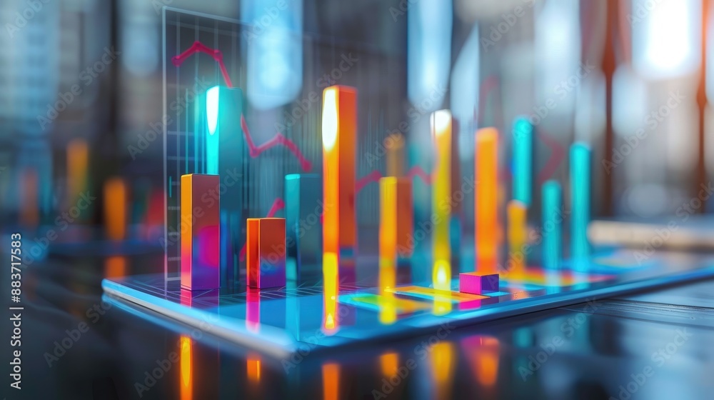 Successful marketing campaigns are represented by high-tech design with SEO graphs in primary colors.