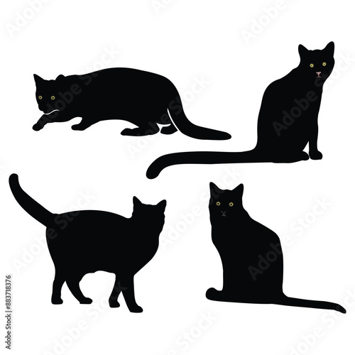 Hand drawing domestic animal silhouettes illustration