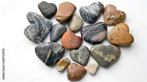 Medium smooth waterworn pebbles stones background,
Gravel Hyper Realistic Isolated on White Background

 photo