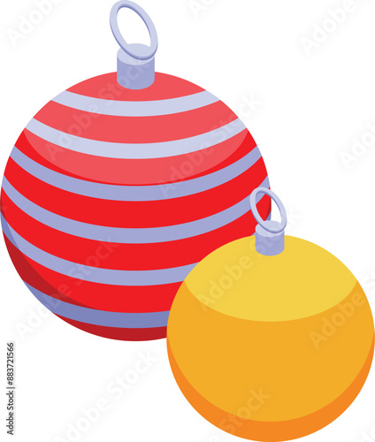 Shiny christmas baubles hanging, creating a festive atmosphere for winter celebrations