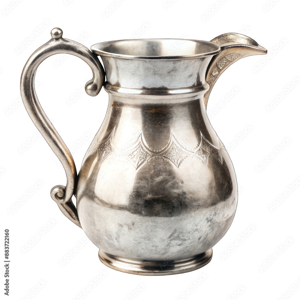 Old silver jug isolated on transparent background Old silver jug isolated on transparent background