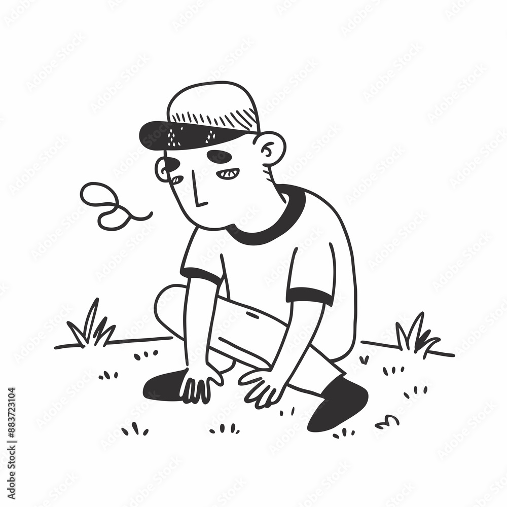 Man sitting on the lawn vector illustration Man sitting on the lawn vector illustration