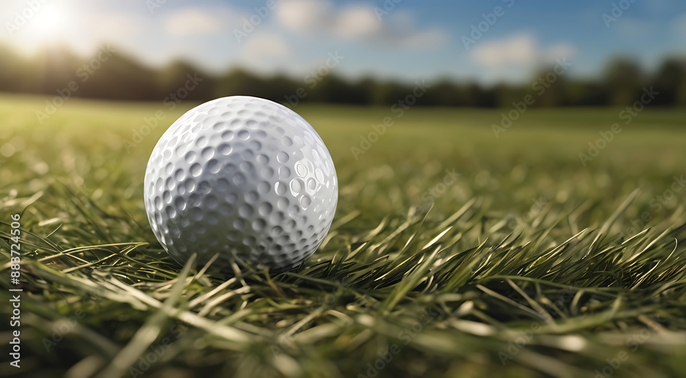Closeup of a Detailed illustration of a Golf Ball in a Grassy Field, with copy space and details
Closeup of a Detailed illustration of a Golf Ball in a Grassy Field, with copy space and details