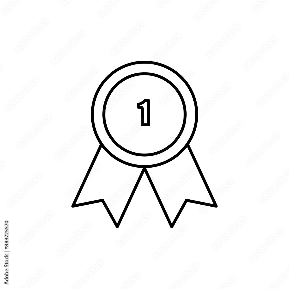 First place award line icon.Award, medal illustration. Winner symbol flat black illustration on white background..eps First place award line icon.Award, medal illustration. Winner symbol flat black illustration on white background..eps