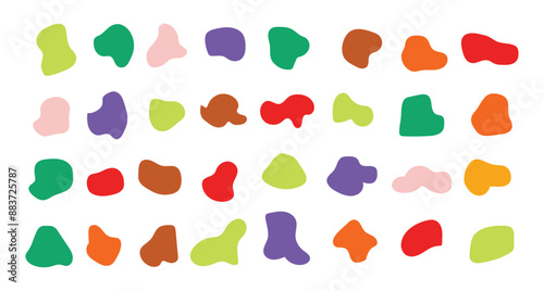 Set of Liquid shapes, round abstract organic elements. Different blotch shapes collection. Speech bubbles in different shapes and colors isolated on white background. Design elements. Vector