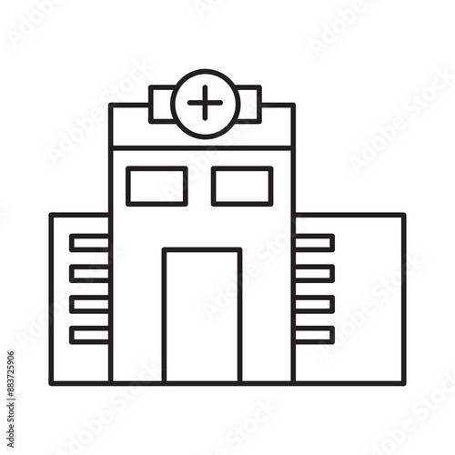 Hospital building line icon,Medical clinic symbol, flat linear illustration on white background..eps