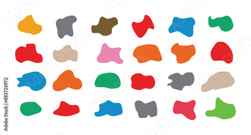 set of colorful blobs and rock. Abstract blobs background. Blobs pattern. Liquid shape. Background of stones. Drops or stone silhouettes.  Abstract watery forms template. Vector.