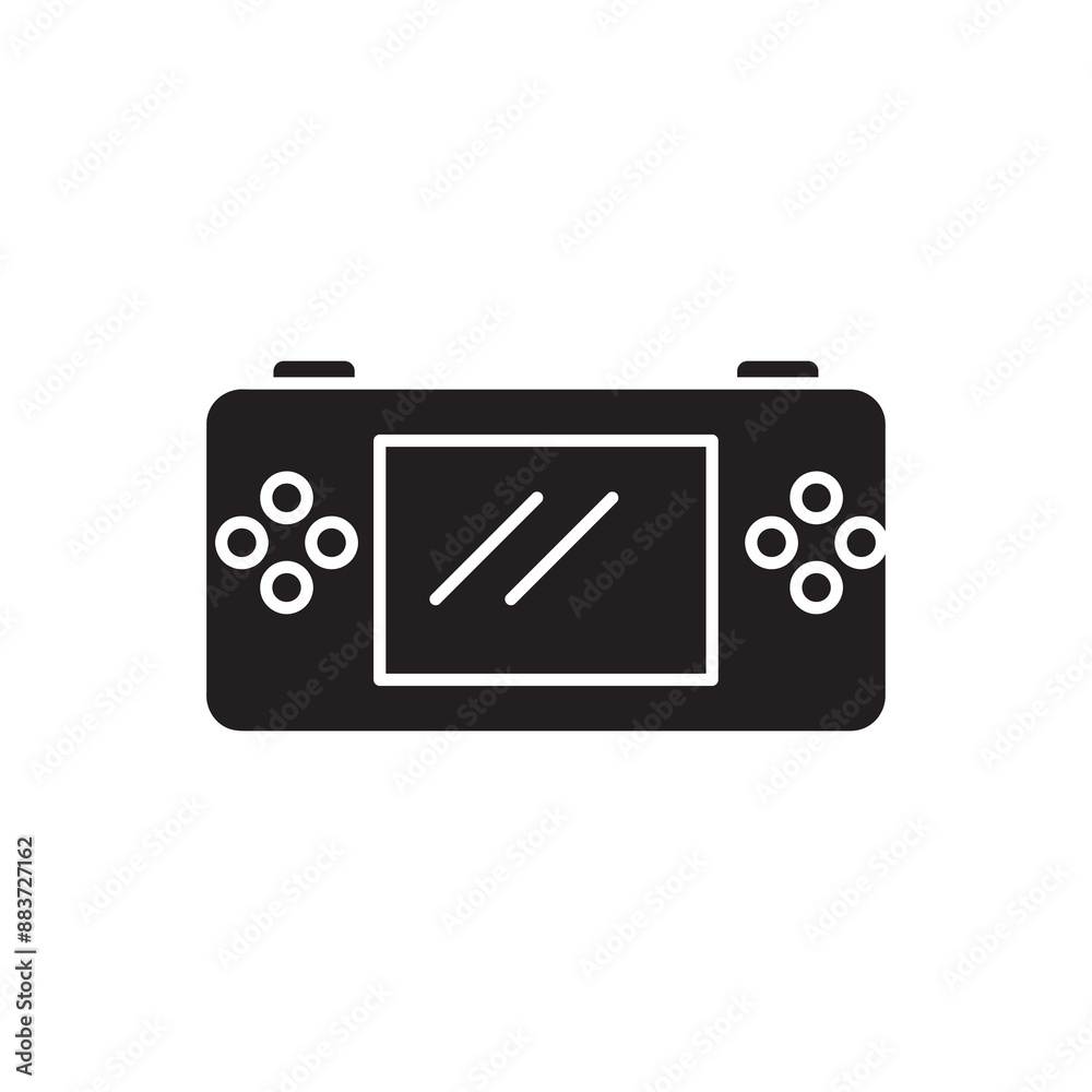 Portable video game console icon. Handheld game black flat trendy style illustration on white background..eps Portable video game console icon. Handheld game black flat trendy style illustration on white background..eps