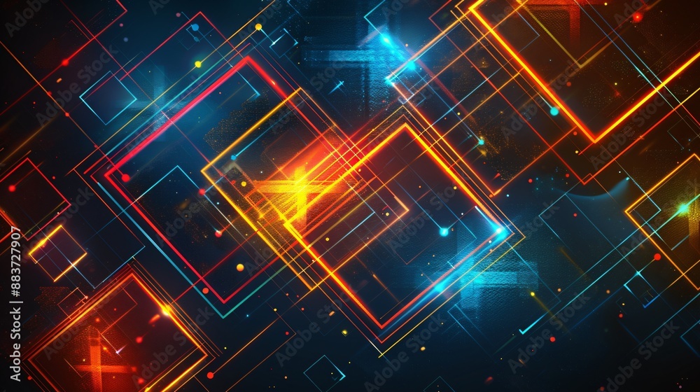 Abstract Digital Network with Glowing Lines Abstract Digital Network with Glowing Lines