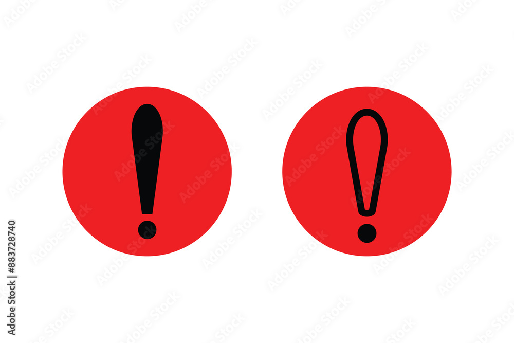 exclamation mark of warning attention. Vector illustration. Danger, attention, red and black fatal error message element. Caution alarm icons set. Alert icon in circle. exclamation mark of warning attention. Vector illustration. Danger, attention, red and black fatal error message element. Caution alarm icons set. Alert icon in circle.