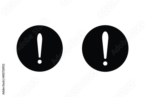 exclamation mark of warning attention. Vector illustration. Danger, attention, red and black fatal error message element. Caution alarm icons set. Alert icon in circle.