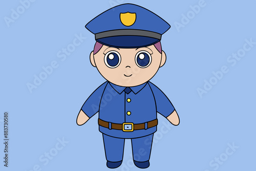 Cartoon Police Officer Full Body Vector Art Illustration